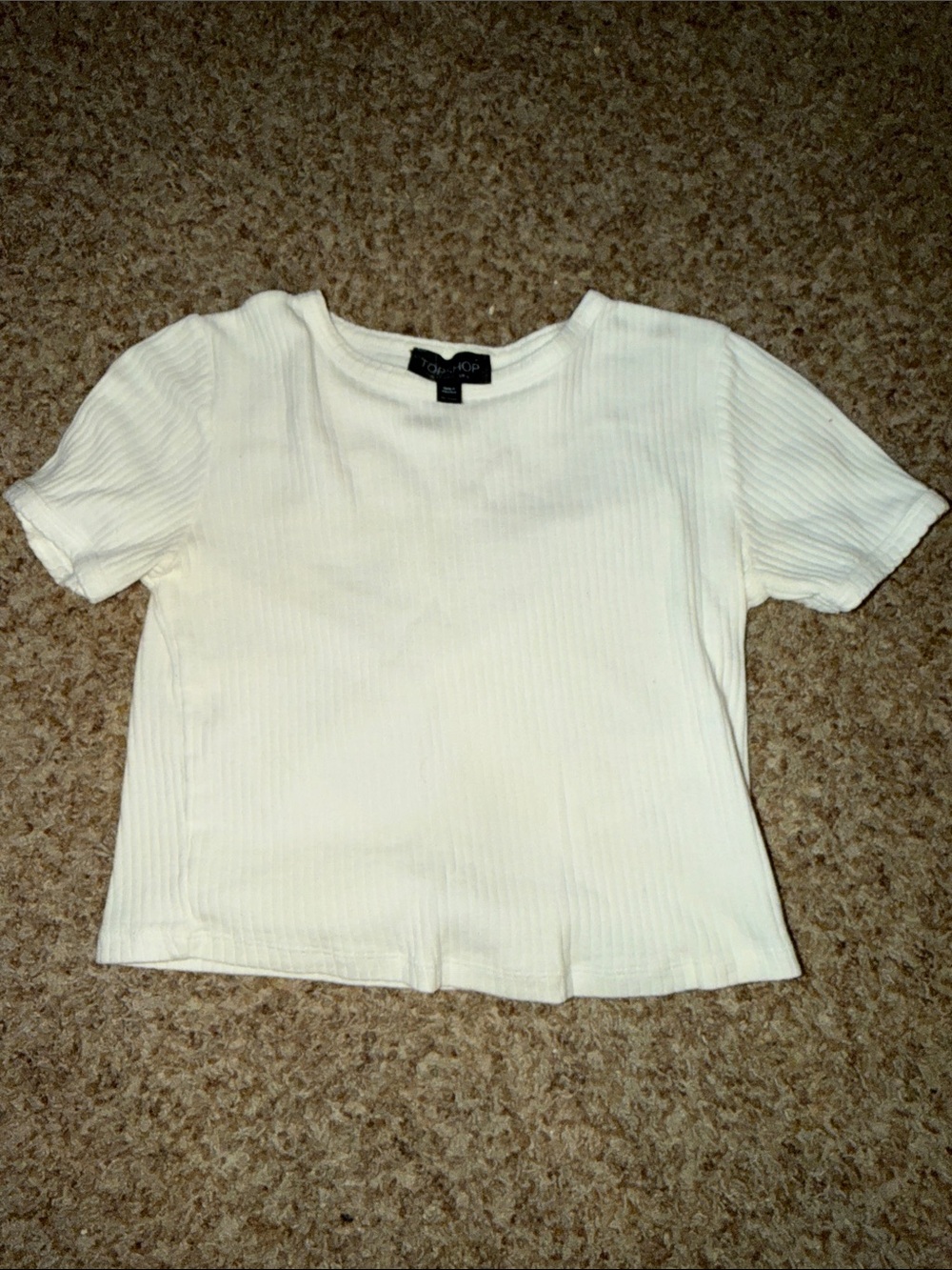 Topshop Ribbed Crop Top T-shirt White EU 34 UK 6 US 2